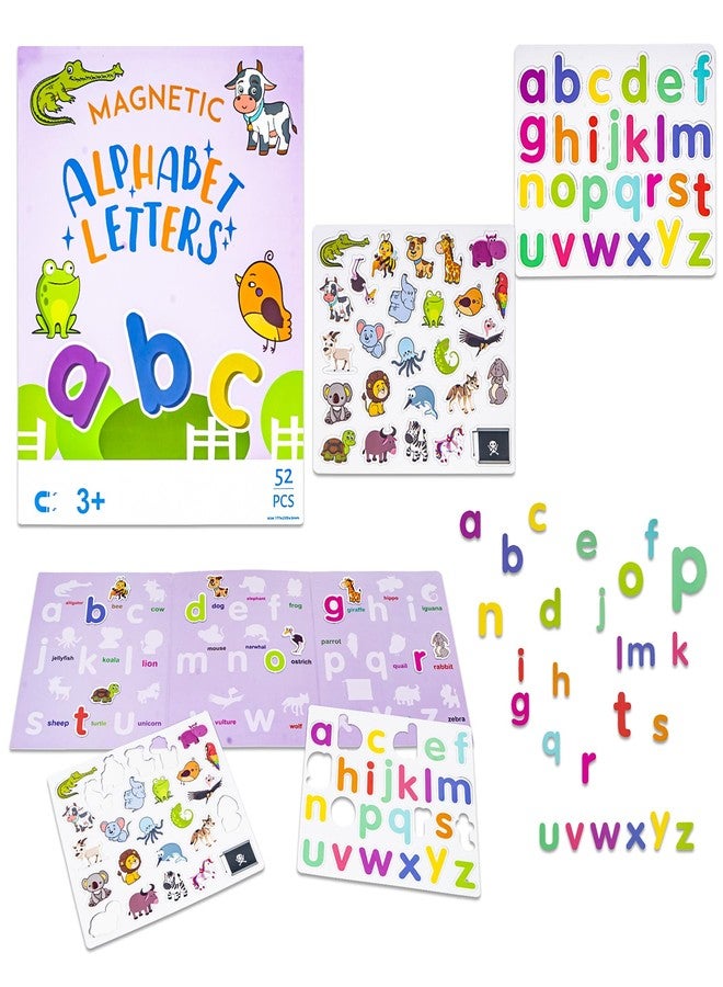 WISHKEY Magnetic Alphabet Letters for Kids - 52 PCS ABC Learning Set with Animals, Lowercase Magnets, Educational Montessori Toy for Toddlers, Preschool Learning for Kids Age 3+ - Image 1